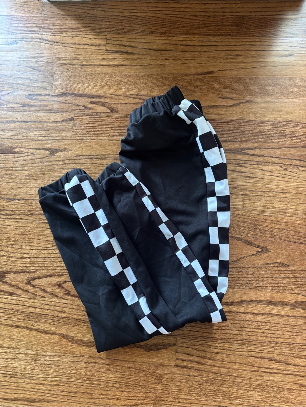 balera Black Joggers with White Checker Side Stripe